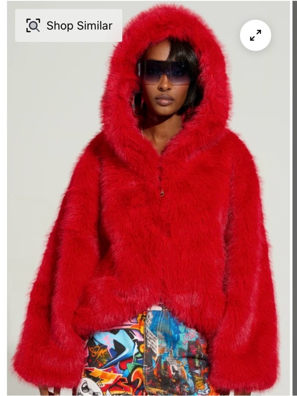 Red Faux-Fur Hooded Jacket - Women